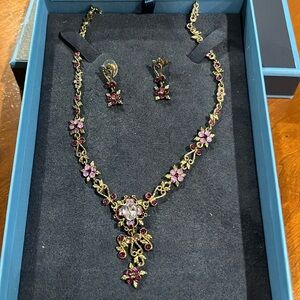 Necklace and Earrings Set -purple florals